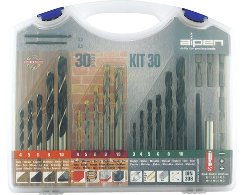 Set Burghie Lemn, Metal Si Zidarie Alpen Ø3-10 Mm, 30 Piese