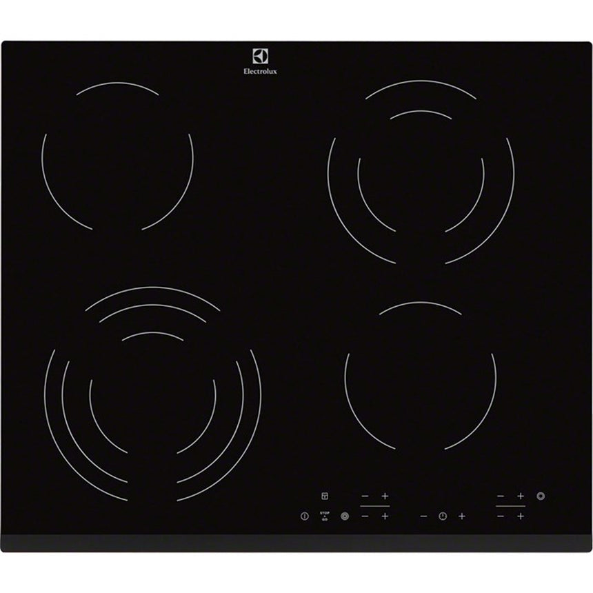 Plita incorporabila Electrolux EHF6343FOK, Vitroceramica, 4 zone gatit, Control touch, 59 cm, Sticla neagra