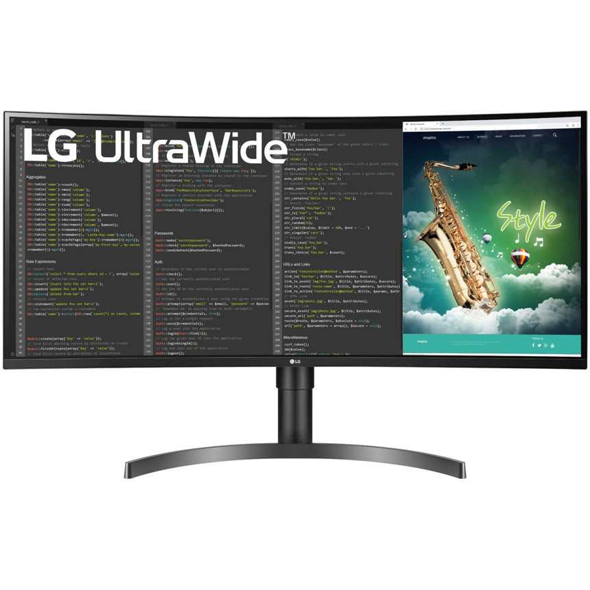 Monitor LED LG, 35 inch, UltraWide, QHD, Curbat, AMD FreeSync, 100Hz, 5ms, USB Type-C, HDMI, DisplayPort, Negru