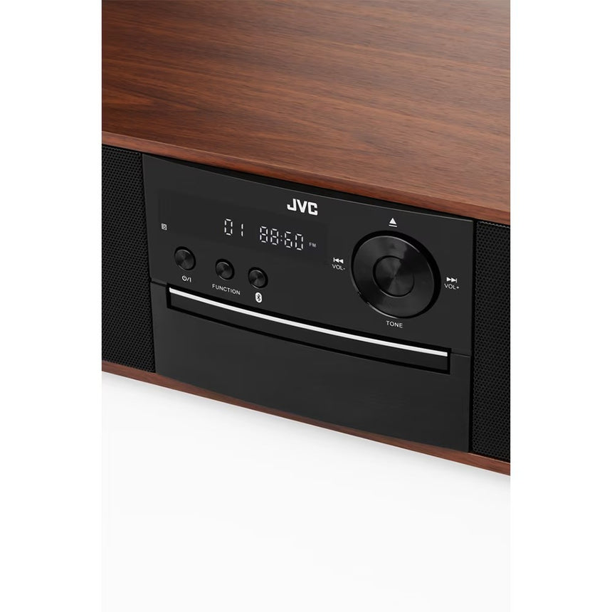 Microsistem audio JVC RD-E761, 16 W, Bluetooth, FM, player CD, USB, conversie CD audio in mp3, intrare AUX, Lemn