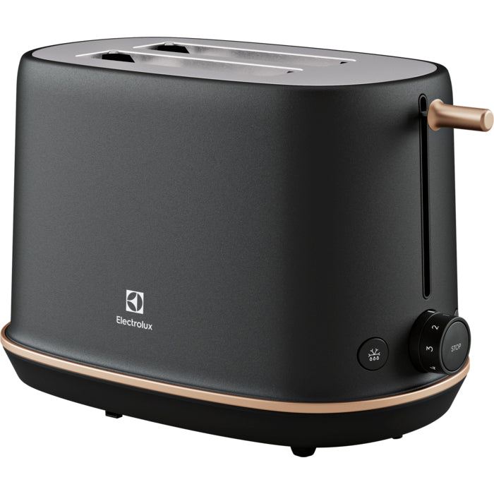 Prajitor de paine Electrolux E7T1-6BP, 980W, inox, 2 felii, 7 setari temperatura, Metal Perlat Negru