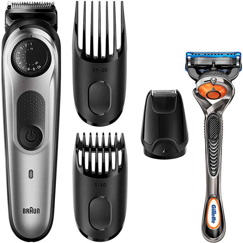 Braun BT5265 Aparat de tuns barba si par, 3 capete suplimentare, 39 de setari de lungime, timp de functionare 100 minute, argint + brici Gillette Fusion5 gratuit