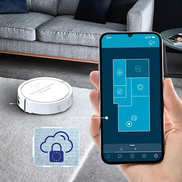 Aspirator robot X-Plorer Serie 120 AI RR7867WH, Wi-Fi, Li-ion, 120 min, 0.7 L, Control prin aplicatie, 6 senzori, Perie de cauciuc, Nivel zgomot 65 dB(A), Alb