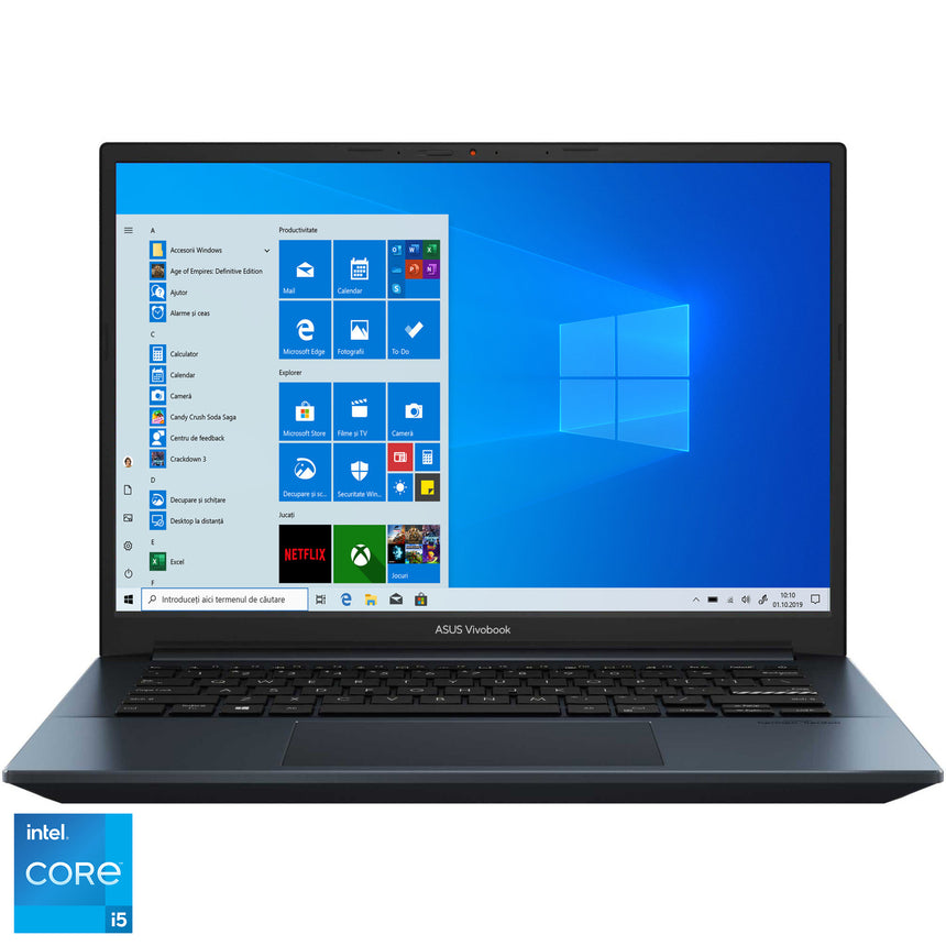 Laptop ultraportabil ASUS Vivobook Pro 14 OLED K3400PA cu procesor Intel® Core™ i5-11300H, 14", OLED, WQXGA+, 8GB, 512GB SSD, Intel® Iris Xe Graphics, Windows 10 Home, Quiet Blue