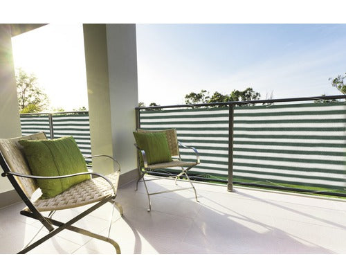 Aparatoare Balcon, Dungi, Verde-alb, 90x500 Cm