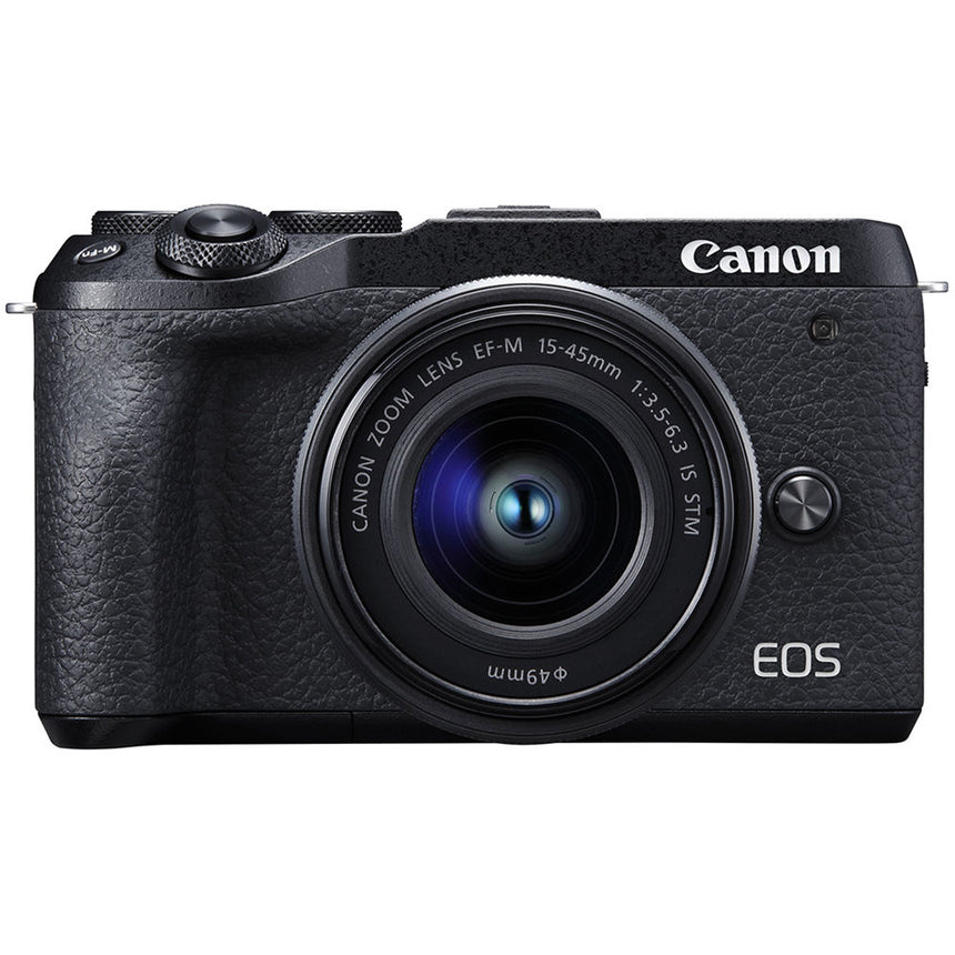 Aparat foto Mirrorless Canon EOS M6 II, 32.5 MP, 4K, Negru + Obiectiv 15-45mm