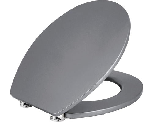 Capac WC form & style, usor detasabil, inchidere lenta, argintiu metalic 48,5x37 cm