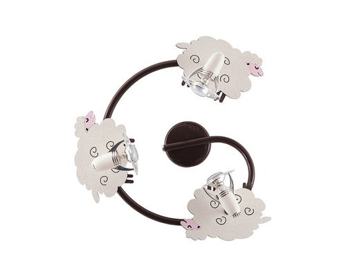 Plafoniera Sheep E14 R50 Max. 3x40w, Negru/maro/bej, Pentru Camera Copiilor