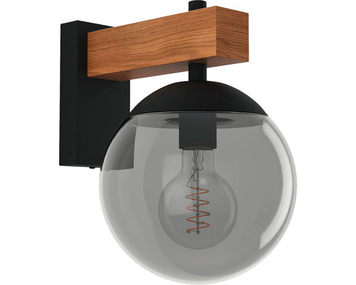 Aplica Bufalata E27 Max. 1x40w, Pentru Exterior Ip44, Negru/lemn