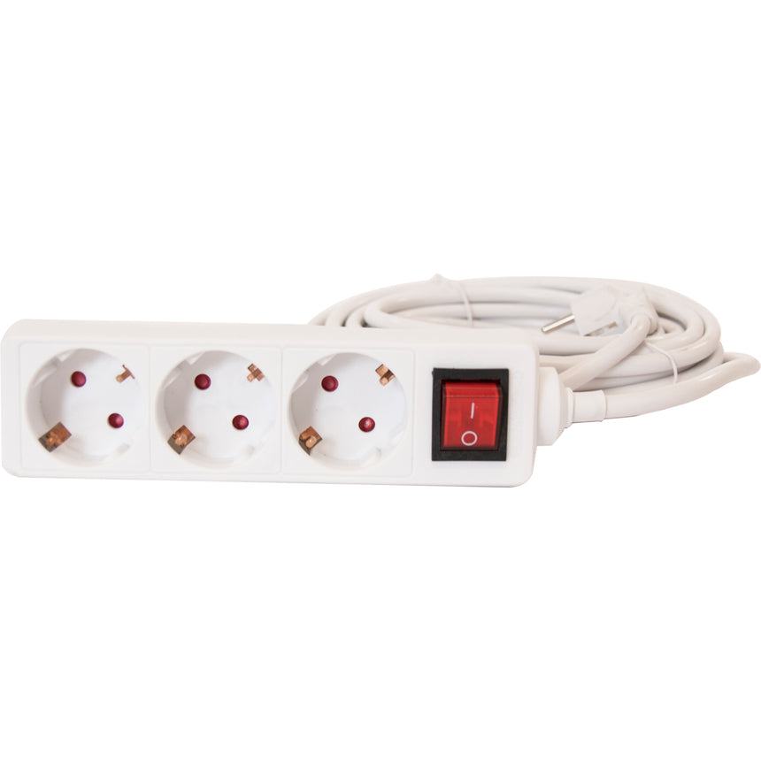 Prelungitor 3 prize Strohm, 7m, cu intrerupator, 3X1.5mmp, alb