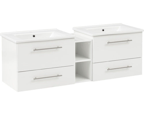 Set Runa, Include Baza Lavoar Suspendat si Lavoar Dublu, 151 cm, Alb