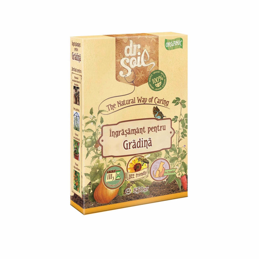 Ingrasamant organic granulat Dr.Soil pentru gradina de legume la cutie de 850gr