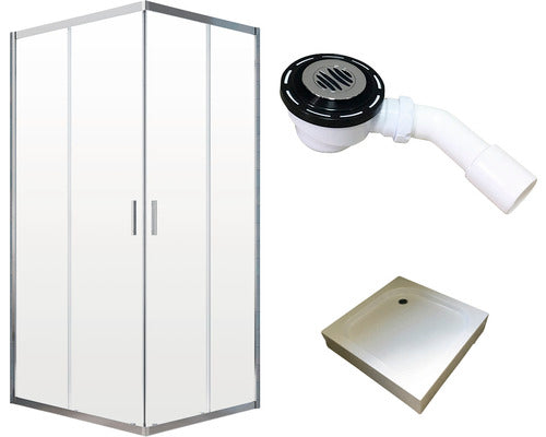 Set Cabina de Dus Dreptunghiulara Radaway Alienta DWJ+S cu Cadita de Dus si Sifon, 120x80 cm, Sticla Transparenta, Profil Crom