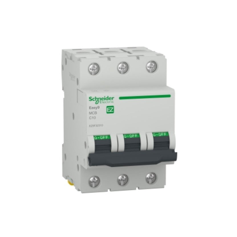 Siguranta automata Easy9, 3 poli, amperaj 10 A, protectie IP20, 82x54 mm, Schneider, Alb