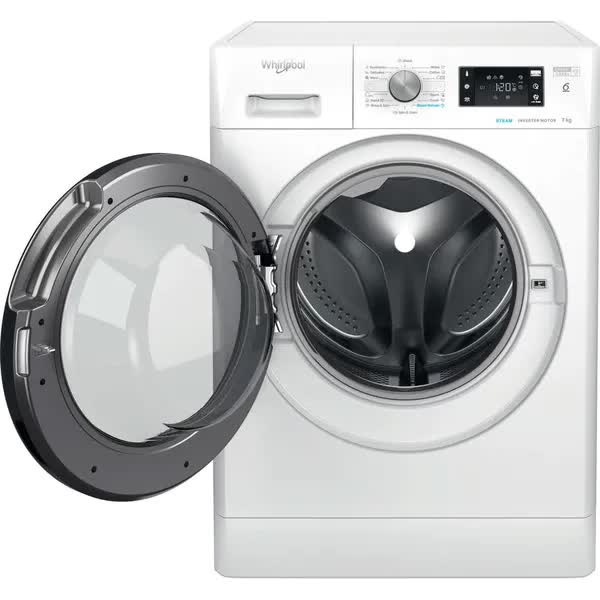 Masina de spalat rufe Whirlpool FreshCare+ FFB 7259 BV EE, 7 kg, 1200 rpm, Clasa B, Steam Refresh, Tehnologia al-6lea Simt, Motor Inverter, Alb/Negru