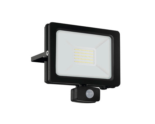 Proiector Cu Led Integrat Eglo Faedo 102w 11.100 Lumeni Ip44, Senzor De Miscare, Lumina Rece, Negru