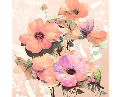Tablou Sticla Watercolor Flowers Vi 20x20 Cm