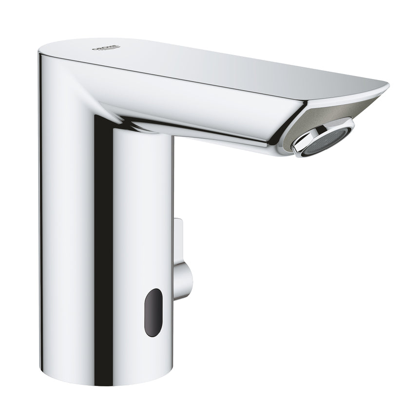 Baterie lavoar senzor Grohe Bau Cosmo E, cu mixare, crom, furtune flexibile, alimentare priza