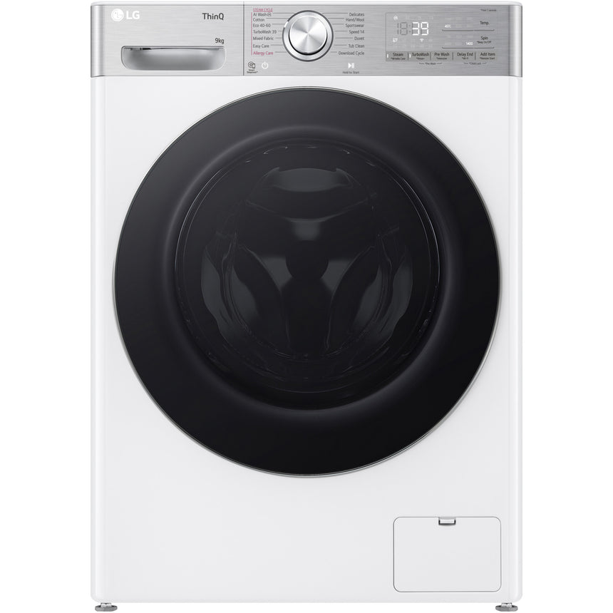 Masina de spalat rufe LG F4WR909P3W, 9 kg, 1400 rpm, Clasa A, Motor Direct Drive, WiFi ,TurboWash, Smart Diagnosis, Alb