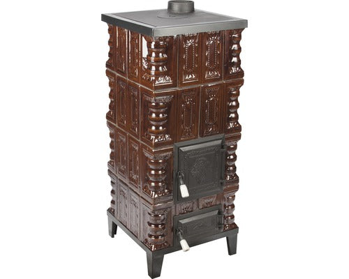 Soba Teracota Pe Lemne B4r+p Maro, Cu Plita 6, 4 Kw 110x47x47 Cm
