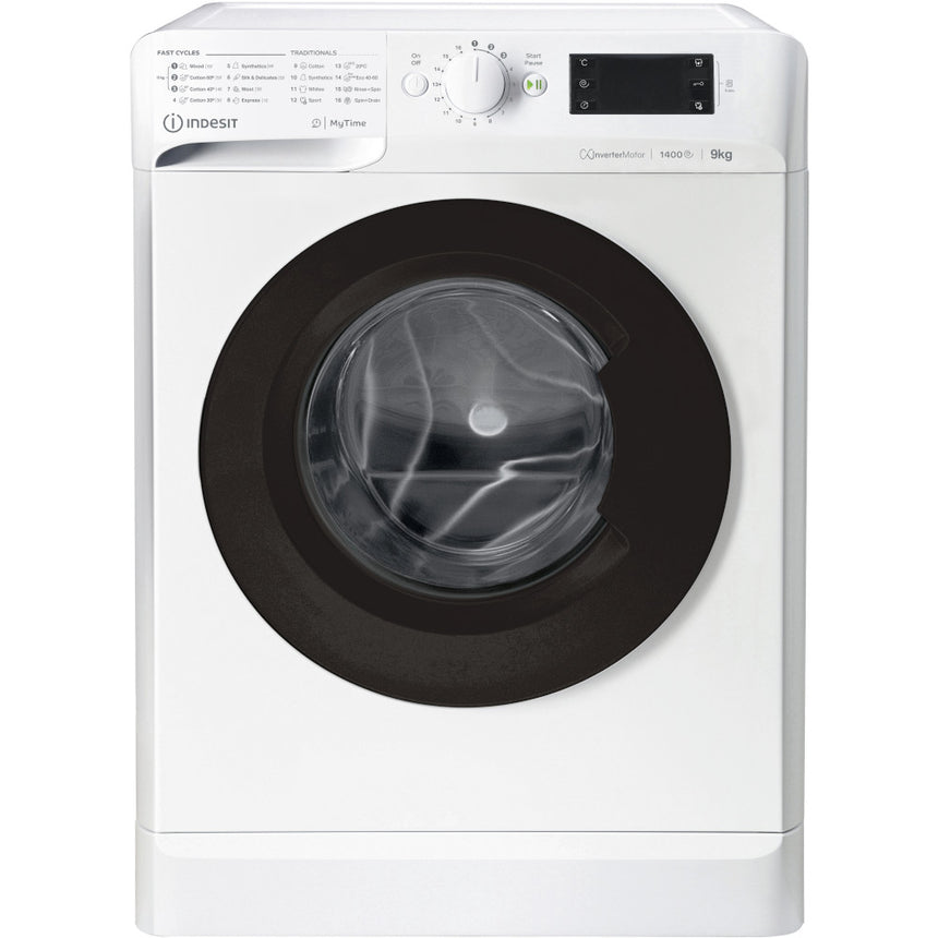 Masina de spalat rufe Indesit MTWE91484WKEE, 9 kg, 1400 rpm, Clasa C, Fast Cycles, Motor Inverter, Display Digital, Alb/Negru