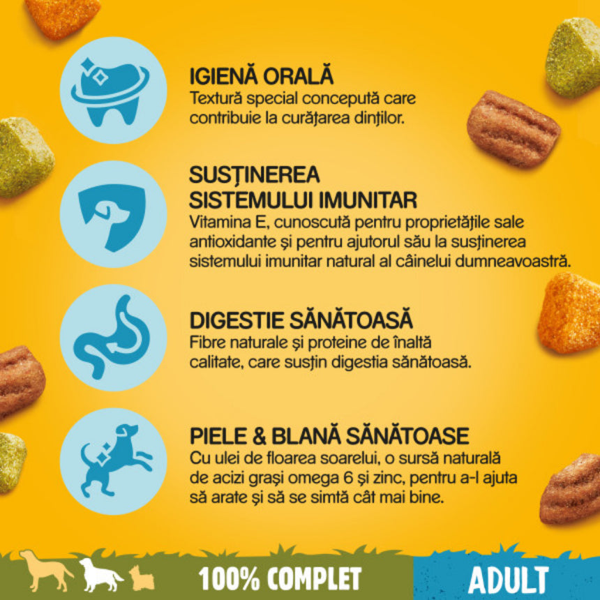 Hrană Câini Pedigree Adult 15Kg (12+3 Gratis), Vită & Legume, Nutriție Completă