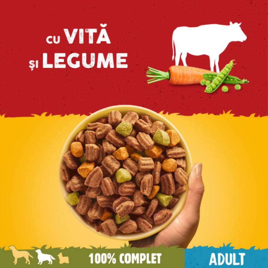 Hrană Câini Pedigree Adult 15Kg (12+3 Gratis), Vită & Legume, Nutriție Completă