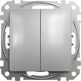 Intrerupator subtire, Schneider Electric, Sedna Design, aluminiu argintiu, 73x73x37mm