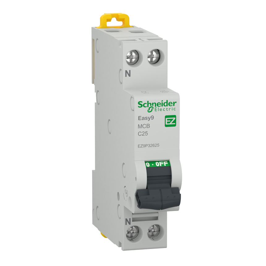Siguranta electrica automata Schneider Easy9 EZ9P32625, 1P+N, 25A, 4500 C, termo-magnetic, Clipsabil