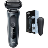 Aparat de ras electric Braun Series 6 61-N1000s Wet&Dry, AutoSense, 4 elemente de taiere, SensoFlex, Trusa de voiaj, Gri