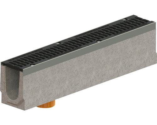 Rigola Fibrobeton VODALAND Gratar Fonta 1000x210x210 mm Scurgere Verticala Ø 110 mm D 400 Trafic Intens
