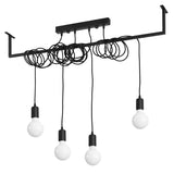 Candelabru Salamanca negru, tesatura/otel, 4 becuri neregulate, modern de interior
