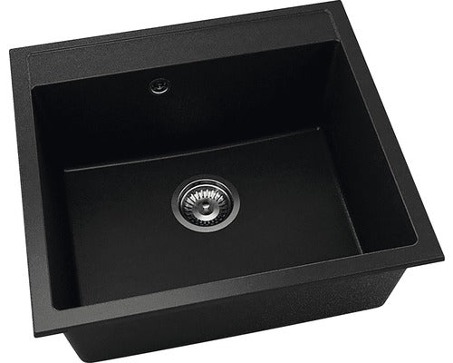 Chiuveta Bucatarie Cu O Cuva Fat Avangard 226 56x51 Cm, Fara Picurator, Fatgranit Black Metallic