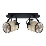 Plafoniera vintage EGLO RUSCOMB 43494, E27 2X10W IP20, Negru, natur