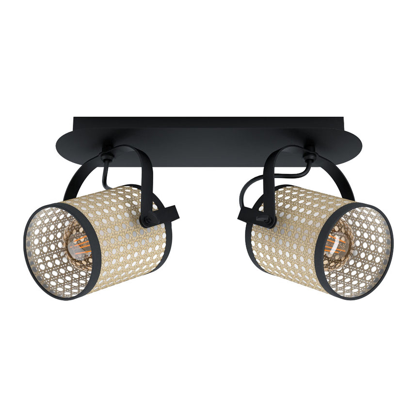 Plafoniera vintage EGLO RUSCOMB 43494, E27 2X10W IP20, Negru, natur