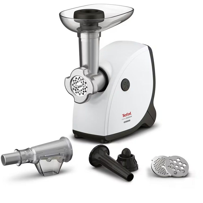 Masina de tocat carne Tefal HV4 NE463138, 2.3kg/min, 6 in 1, 2000 W, Alb