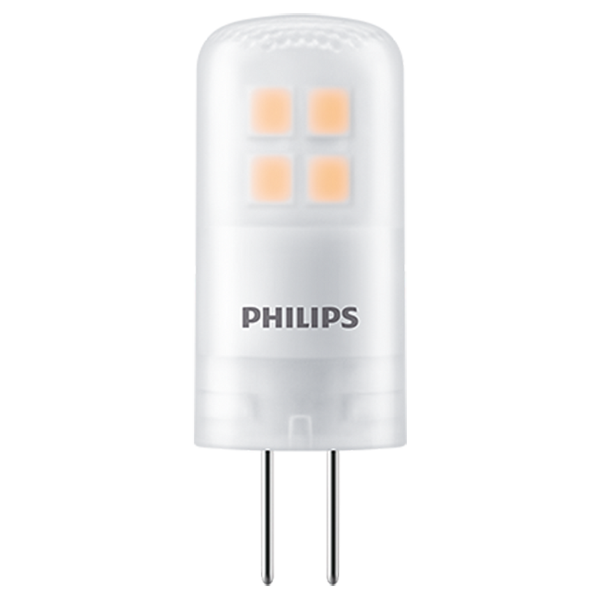 Bec LED capsula Philips G4, 1.8W (20W), 12V, 205 lm, lumina alba calda (2700K), clasa energetica F