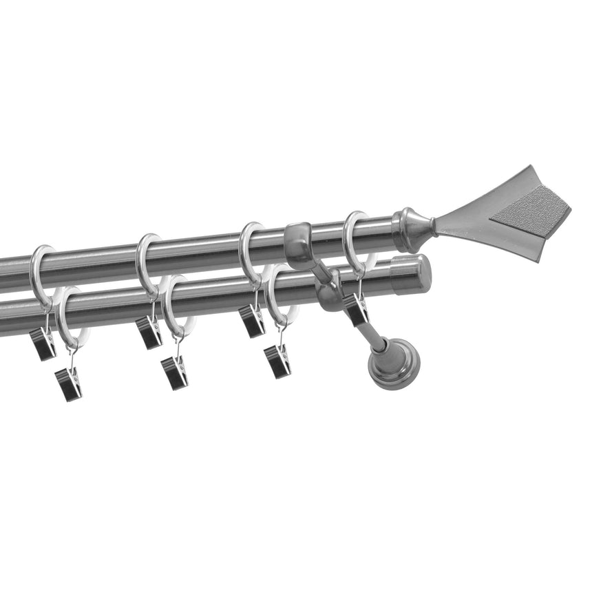 Kit galerie dubla Gardinia Salsa Inox 160 cm Ø 19 mm