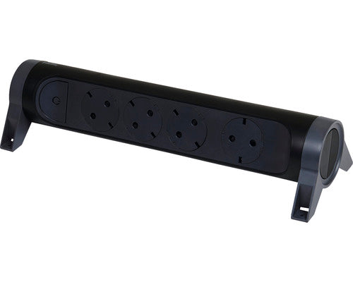 Multipriza rotativa Legrand Premium, 4 prize, cu intrerupator, 16A, 230V, fara cordon, Negru
