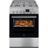 Aragaz Electrolux LKK660201X, Mixt, 4 arzatoare gaz, Cuptor electric multifunctional, Plus Steam, AirFry, Aprindere integrata, Grill electric, Clasa A, 60 cm, Inox antiamprenta