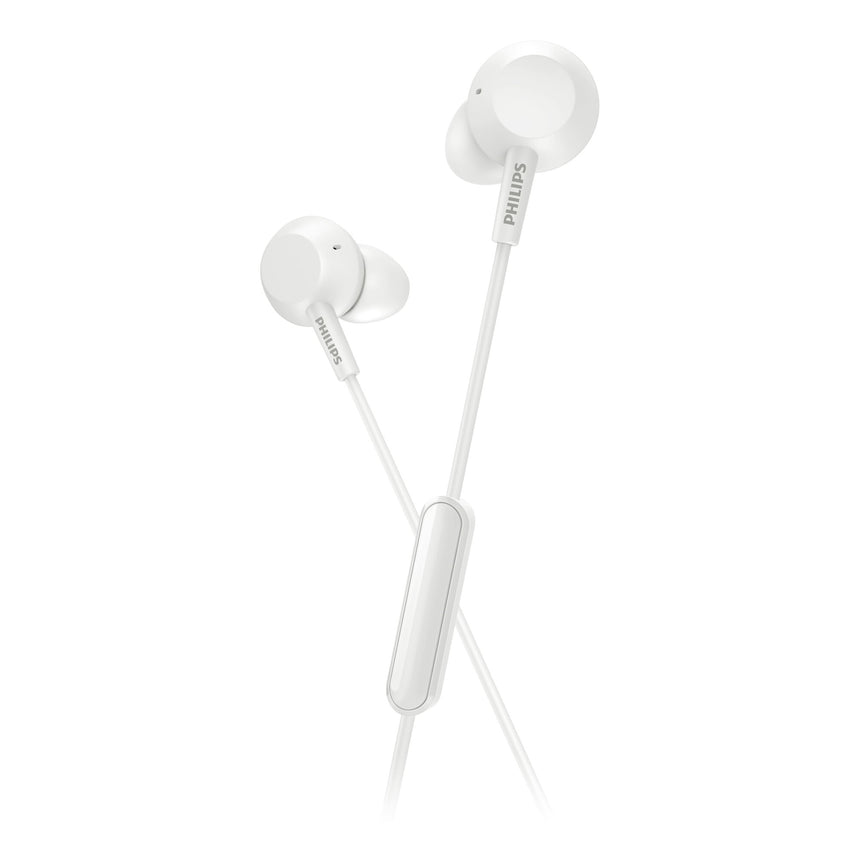 Casti Audio In-Ear Philips, TAE4105WT/00, cu fir, Microfon, Alb