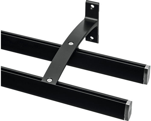 Galerie Dubla Aluminiu Melor, Prindere De Perete, Capat Pvc, Negru 110 Cm