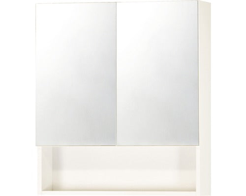 Dulap baie cu oglinda Eko, 2 usi cu sistem push, PAL, 62x81 cm, alb lucios