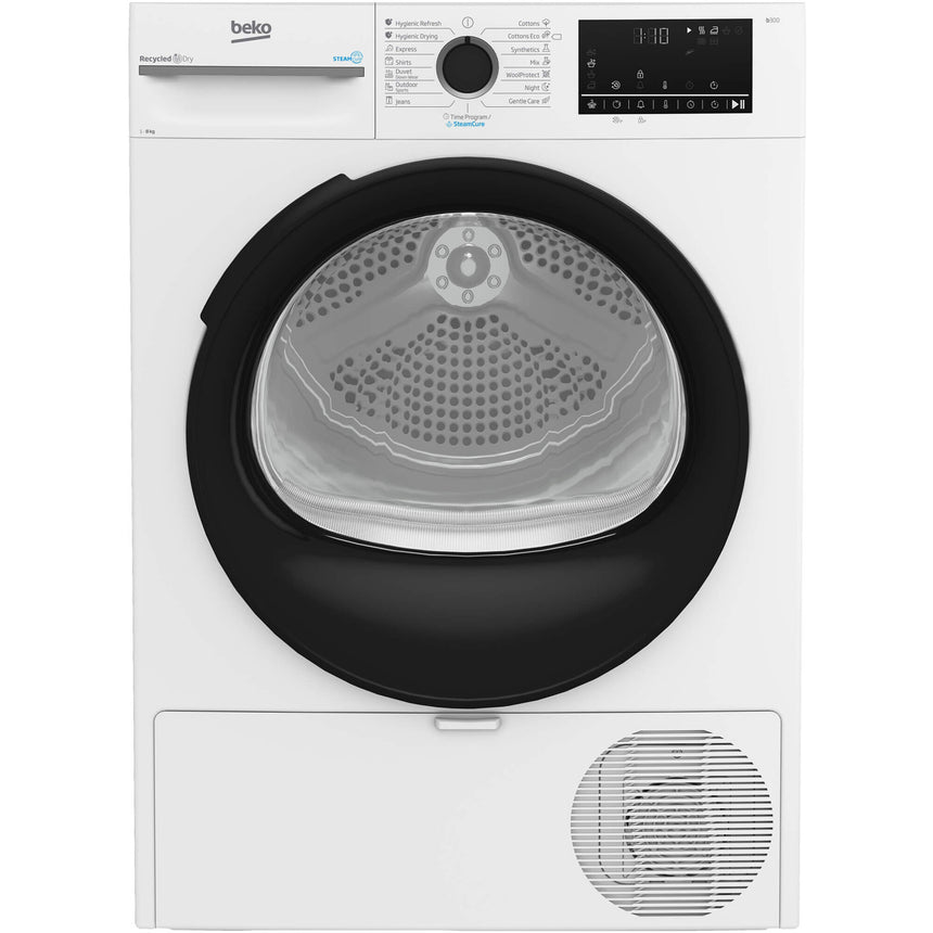Uscator de rufe Beko BM3T48249W, Pompa de caldura, 8 Kg, 15 programe, Clasa C, Motor ProSmart Inverter, Aquawave, Alb