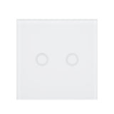 Intrerupator dublu cu touch PNI SH202 din sticla, alb cu LED indicator