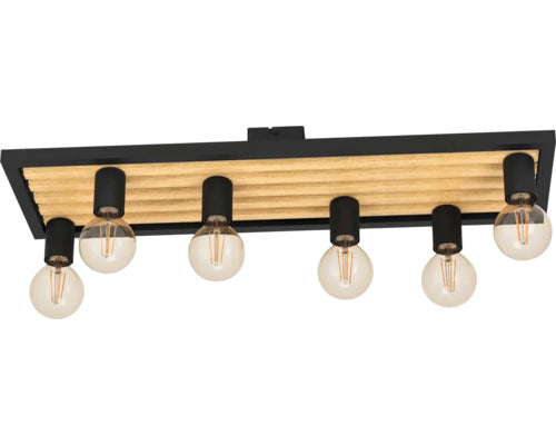 Plafoniera Consett E27 Max. 6x40w, Negru/lemn