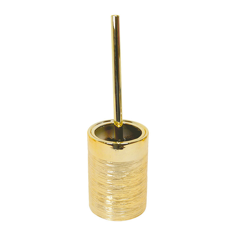 Perie wc din ceramica si metal, Frandis, 10x37 cm, aurie, 190769