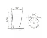 Lavoar Freestanding Rotund, 50 cm, Negru Mat, P2066MB