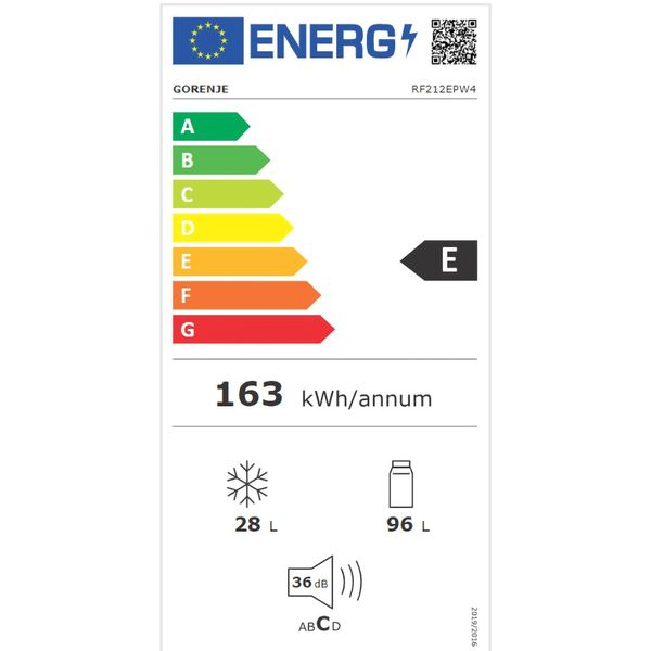 Frigider cu Doua Usi GORENJE RF212EPW4, 124 l, H 117 cm, Clasa E, Alb