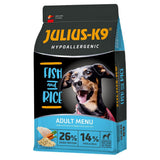 Hrana uscat pentru caini, Julius K9 Adult - super-premium, hipoalergenica, Peste si Orez, 12kg